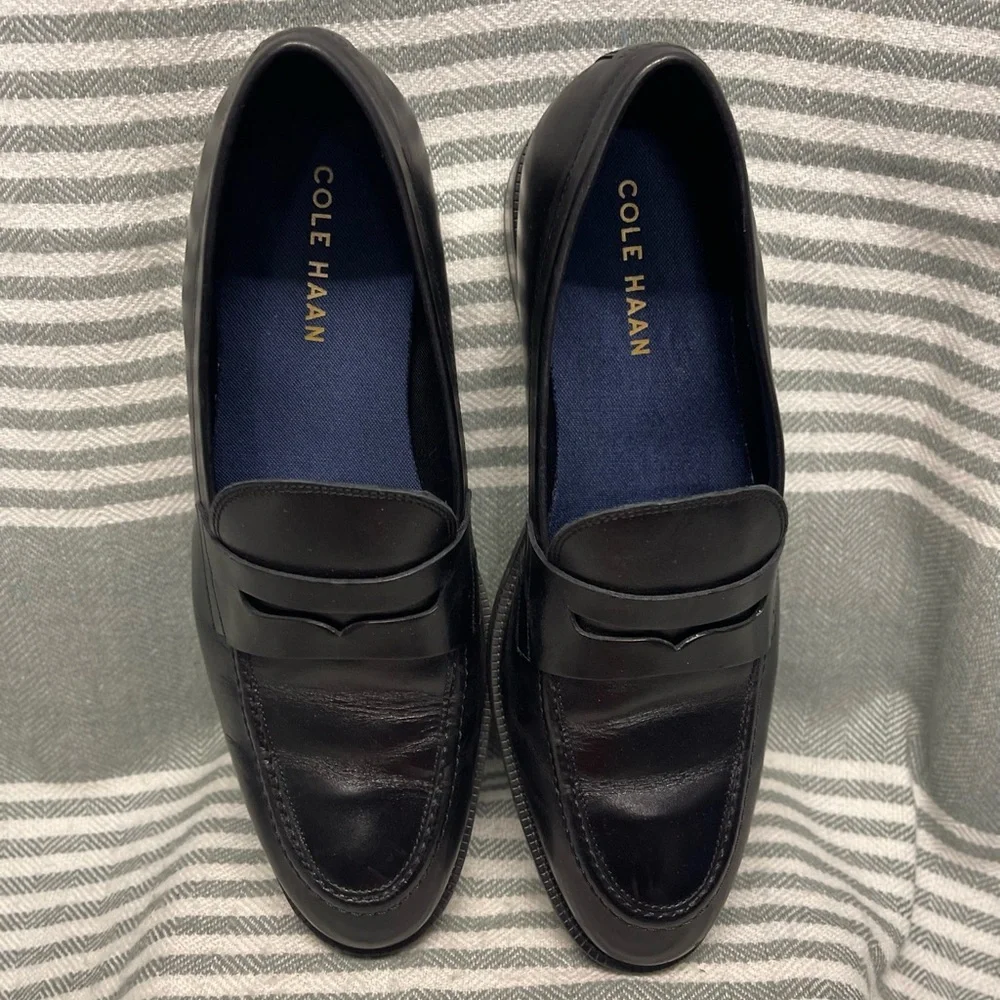 Cole Haan Modern Essentials Black‎ Leather Penny Loafer sz 12